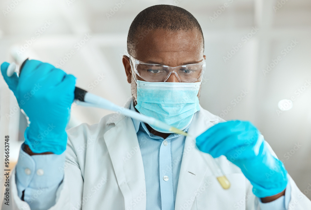 Poster there was meant to be a reaction. shot of a mature scientist using a test tube and dropper in the la