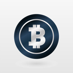 Bitcoin sign. Isolated vector illustration. Blockchain technology, crypto currency symbol. Virtual money circle icon for business, finance, global trade, payment