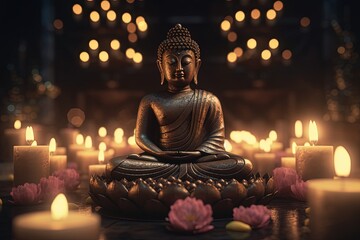 Fototapeta premium Spiritual Buddha Decor in a Peaceful and Serene Atmosphere - Generative AI 