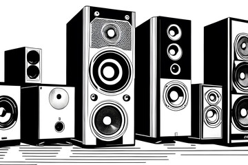 Retro audio speakers and subwoofers - 596656903