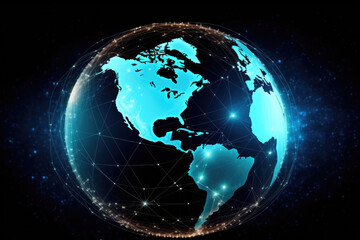 Communication network above Earth for global business and finance digital exchange