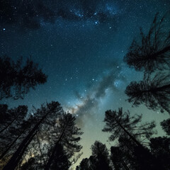 Fototapeta na wymiar Night starry sky look up