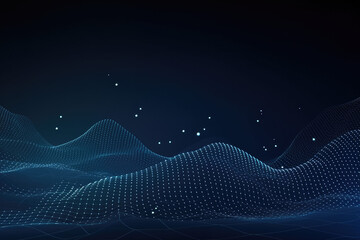 Technology background with connected dots on 3D wave landscape