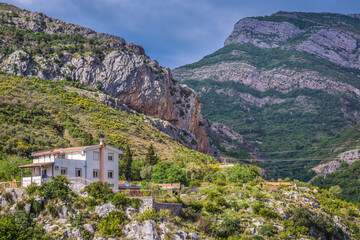 Fototapeta na wymiar View on Dinaric Alps from historical fortress in Stari Bar town near Bar city, Montenegro