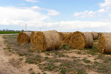 sawdust, straw bales. packaged in a cylindrical shape.