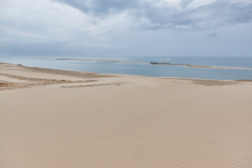 Fototapeta na wymiar Pilat dune and atlantic ocean in arcachon basin. Aquitaine, France