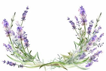 Watercolor lavender wildflower frame isolated. Generative AI