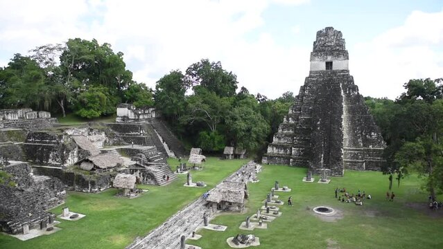 Tikal Pyramids in Guatemala Tikal National Park. Mayan Ruins, Temple, Maya Flores Peten. Jaguar temple