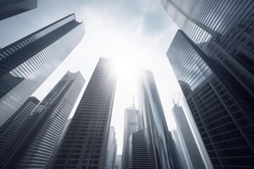 Fototapeta na wymiar modern city skyline with tall buildings and skyscrapers. Generative AI