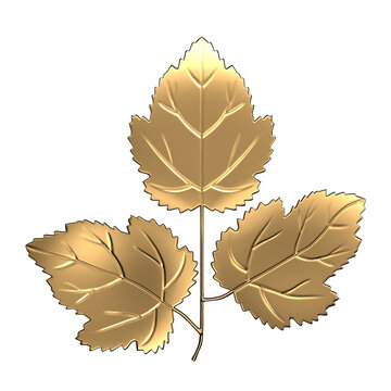 Golden Leaf  On Transparent Background - Stunning Nature Stock Photo For Your Design Needs Metal Plant Gold