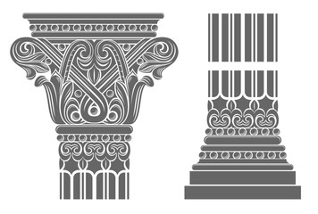 Capital of a medieval cathedral Gothic column - obrazy, fototapety, plakaty