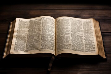 an open book on a wooden table. Generative AI