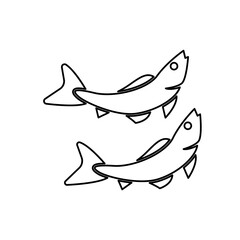 fish icon on a white background, vector illustration