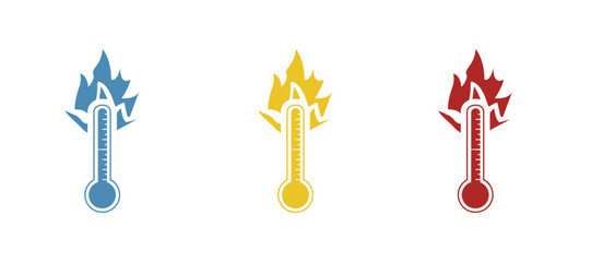 thermometer icon, very hot on a white background, vector illustration