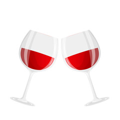 Two glass of wine. National Wine Day. Alcoholic drink. Can be used as invitation banner for wine party or as menu cover for wine bar. Vector illustration