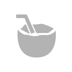coconut icon, drink, tube, vector illustration