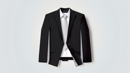 A Black suit jacket on white background. generative ai.
