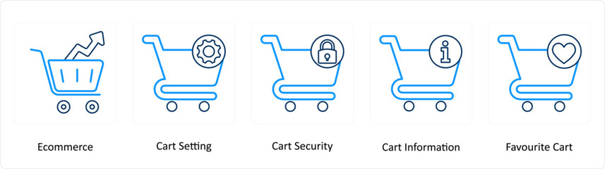 A set of 5 Extra icons as ecommerce, cart setting, cart security