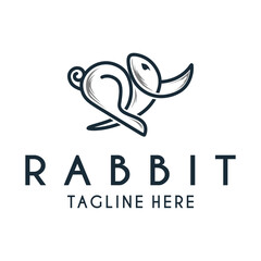 Obraz premium minimalist rabbit logo design. perfect for jewelry or fashion products