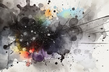 an abstract black and white painting with expressive paint splatters. Generative AI