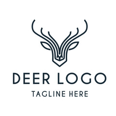 abstract deer head vector logo design. deer head symbol for hunting wild animals