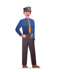 Police officer in the uniform standing vector illustration	
