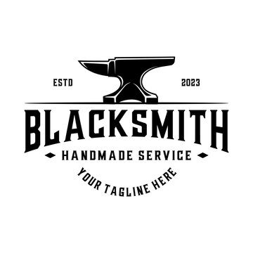 
blacksmith anvil vintage logo design. The basic concept of blacksmithing is simple, very suitable for blacksmiths