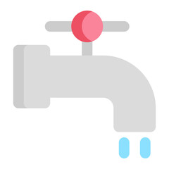 Isolated faucet in flat icon on white background. Watering, gardening, spring