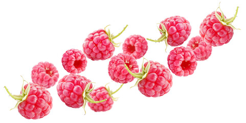 Flying delicious raspberries, cut out