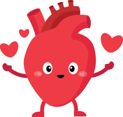 cute heart organ happy full of love vector cartoon illustration 