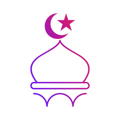 mosque dome islamic gradient outline icon vector illustration