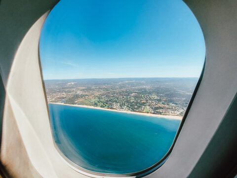 View from the plane to the Algarve near Faro, Portugal