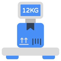 Conceptual flat design icon of parcel weighing