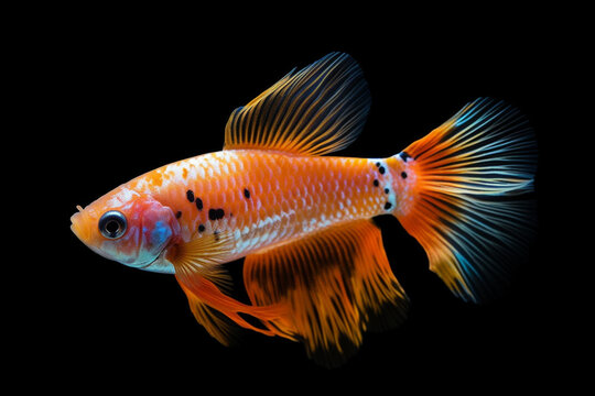 Photo of an orange Dalmatian betta fish