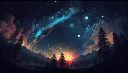 Obraz na płótnie Canvas Beautiful and amzing sky at night