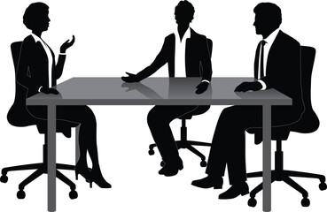 silhouettes of business people in office