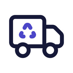 garbage truck line color icon