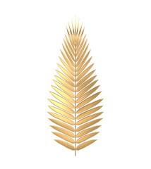 Golden Palm Leaf On Transparent Background With Gold Border - Stunning Stock Photo For Nature And Luxury Themes Metal Plant Gold