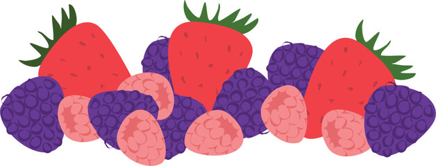 Group of berries vector. Strawberry, raspberry, mulberry  © Alona