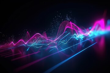 abstract futuristic background with pink blue glowing neon moving high speed wave lines and bokeh lights. Data transfer concept Fantastic wallpaper, Ai Generative