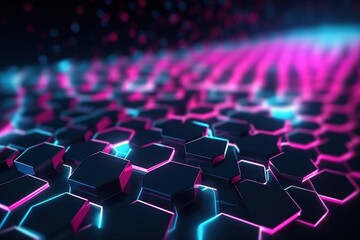 Obraz premium abstract futuristic background with pink blue glowing neon moving high speed wave lines and bokeh lights. Data transfer concept Fantastic wallpaper, Ai Generative