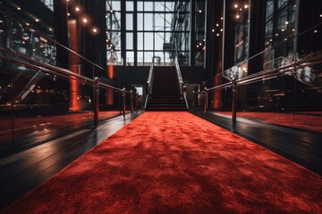 Raised platform with red carpet. Generative AI