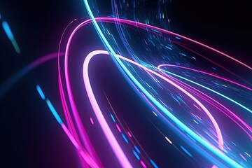 Fototapeta na wymiar abstract futuristic background with pink blue glowing neon moving high speed wave lines and bokeh lights. Data transfer concept Fantastic wallpaper, Ai Generative