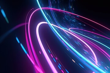 abstract futuristic background with pink blue glowing neon moving high speed wave lines and bokeh lights. Data transfer concept Fantastic wallpaper, Ai Generative