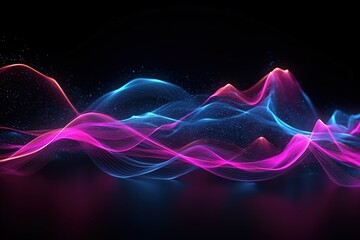 abstract futuristic background with pink blue glowing neon moving high speed wave lines and bokeh lights. Data transfer concept Fantastic wallpaper, Ai Generative