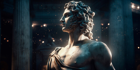Fototapeta na wymiar Apollo ancient god of poetry and music. Generative AI