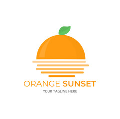 ORANGE AND SUNSET LOGO FOR PRODUCT, WEB, RESTAURANT, FARM, COMPANY, OR BEVERAGE BRAND