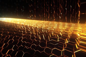Fototapeta premium abstract futuristic background with Gold blue glowing neon moving high speed wave lines and bokeh lights. Data transfer concept Fantastic wallpaper, Ai Generative