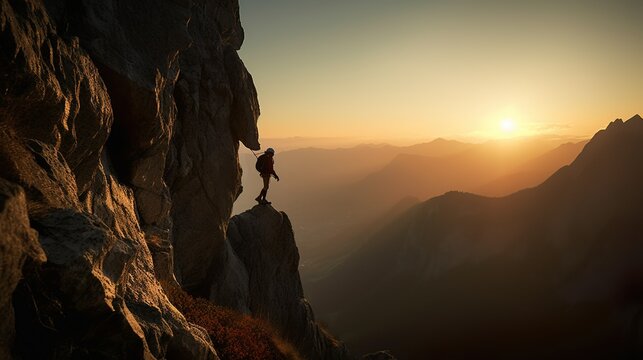 climber in the mountains, with unbelieveable view