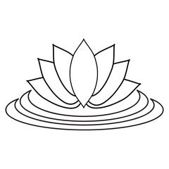 Lotus emblem. Modern linear design sign. Modern abstract linear shape and trendy decor elements.